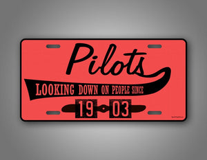 Pink Aviator License Plate Pilots Looking Down On People Airplane Pilot Auto Tag 