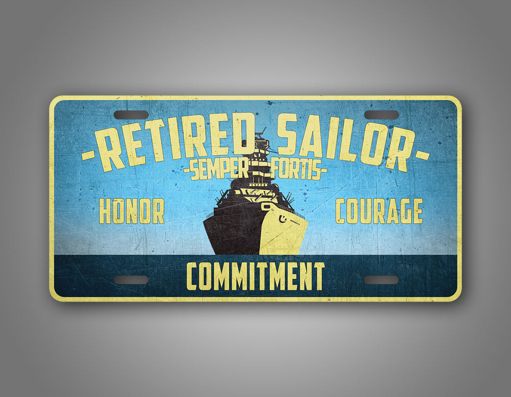 Retired Sailor Battleship License Plate 
