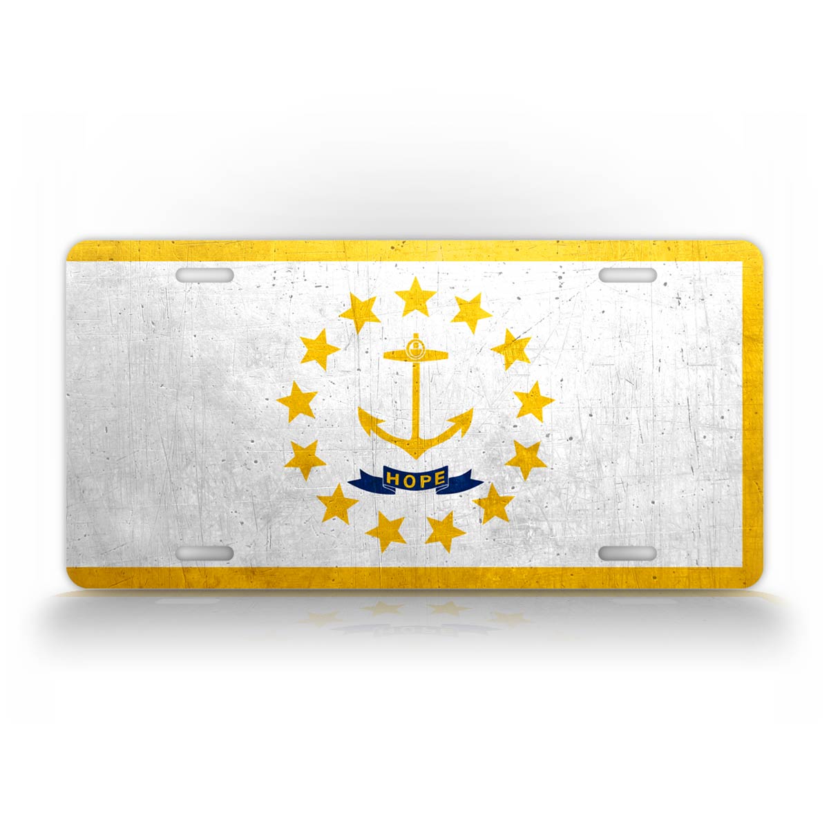 Rhode Island State Flag Weathered Metal License Plate