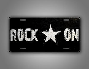 Black And White Rock On License Plate Rockstar Auto Tag