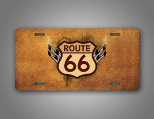 Vintage Route 66 Sign With Grunge License Plate