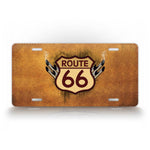 Rustic Route 66 With Tailpipes License Plate  