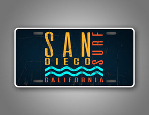 Blue Scratched San Diego California License Plate Surfing