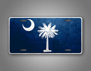 Weathered Metal South Carolina State Flag License Plate 
