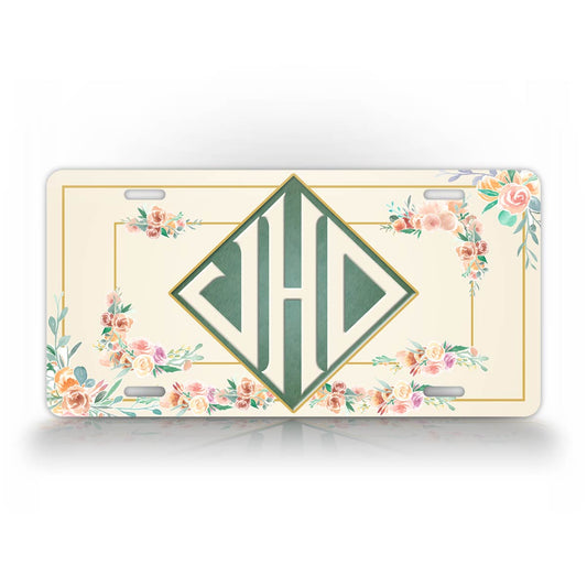 Custom Vintage Square Feel Monogram License Plate 