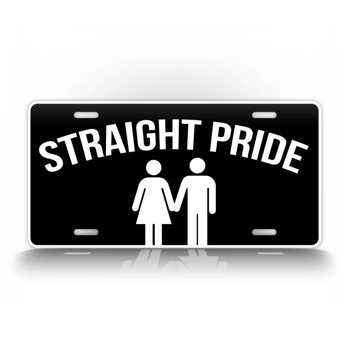 Black And White Straight Pride License Plate 