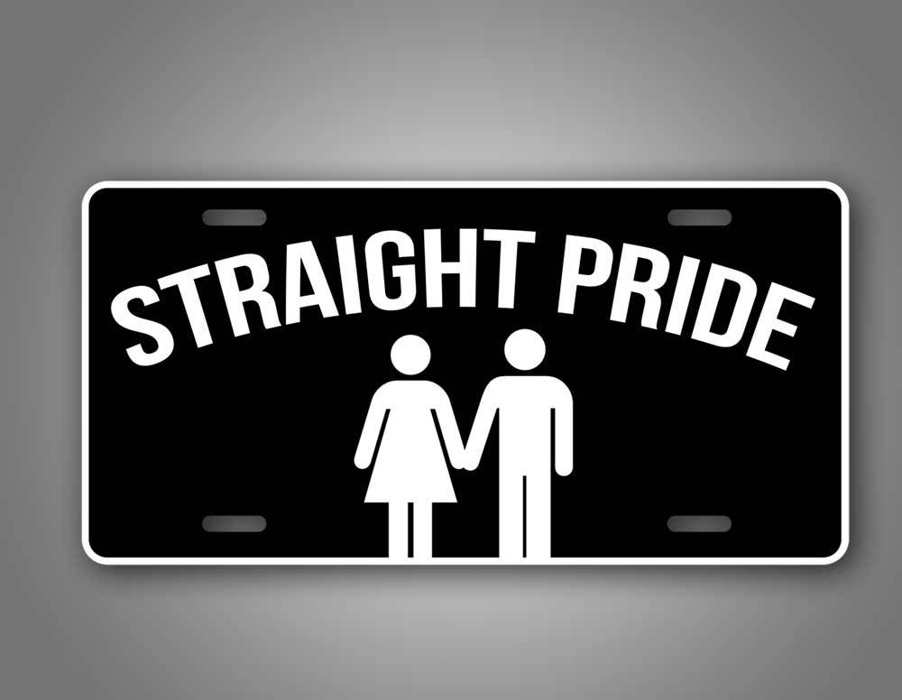 Black And White Straight Pride Auto Tag 