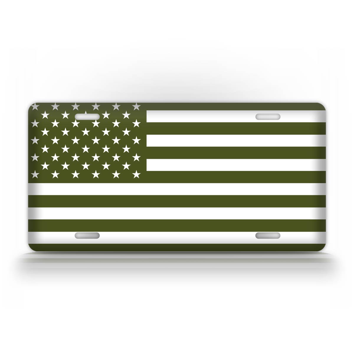 Olive Drab American Flag License Plate