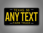 Black And Yellow Texas 1950 Farm Truck License Plate 