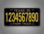 Custom Text 1950 Texas Farm Truck License Plate 