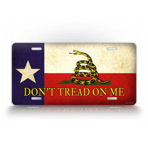 Rustic Dont Tread On Me Texas Flag License Plate 