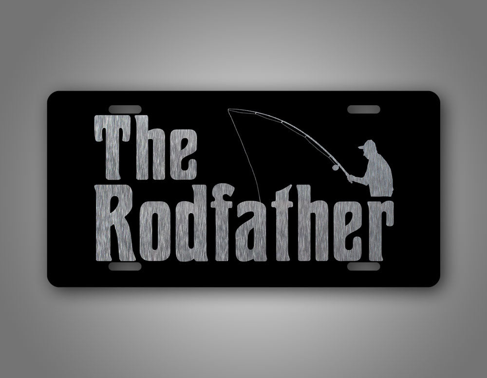 The Rod Father Elderly Man Fishing Grandpa License Plate 