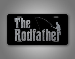 The Rod Father Elderly Man Fishing Grandpa License Plate 