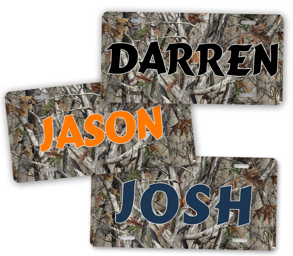 Custom Text Any Name Camo Hunting License Plate 