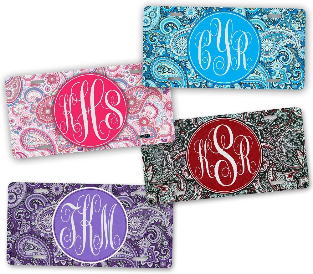 Pink Red Purple Blue Custom Monogram Any Text License Plate 