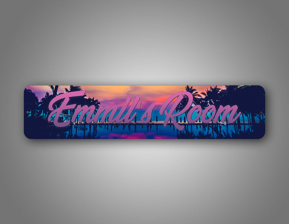 Custom Text Tropical Sunset Palm Trees Street Sign 