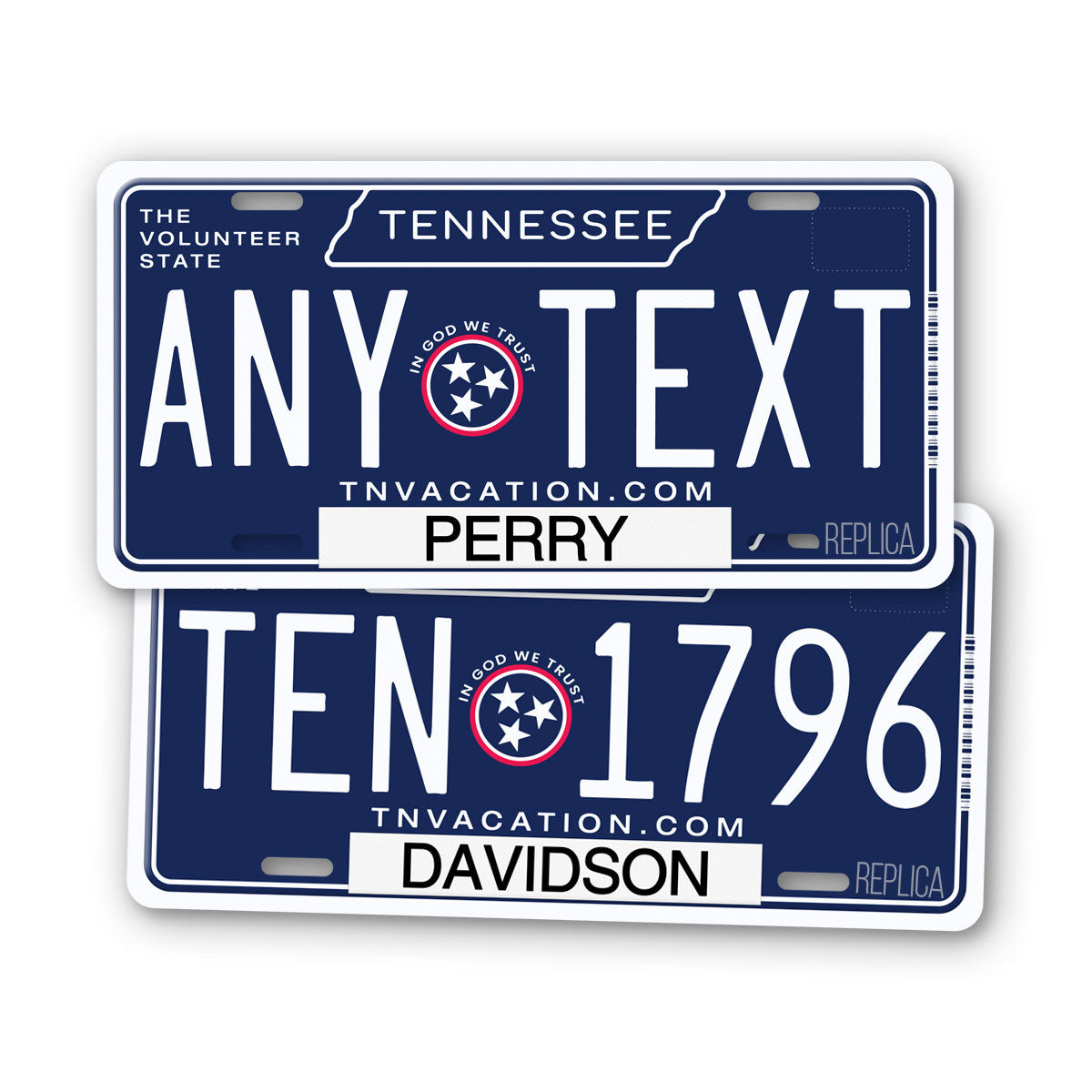 Custom Text New Tennessee Blue State License Plate SignsAndTagsOnline   Two Combo2 