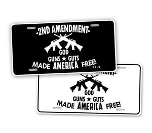 Black And White 2nd Amendment AR15 Guns License Plate 