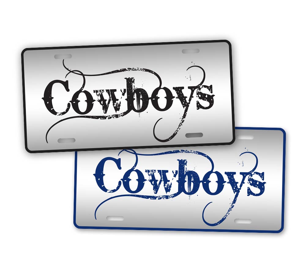 Black And Blue Cowboys Football Auto Tag