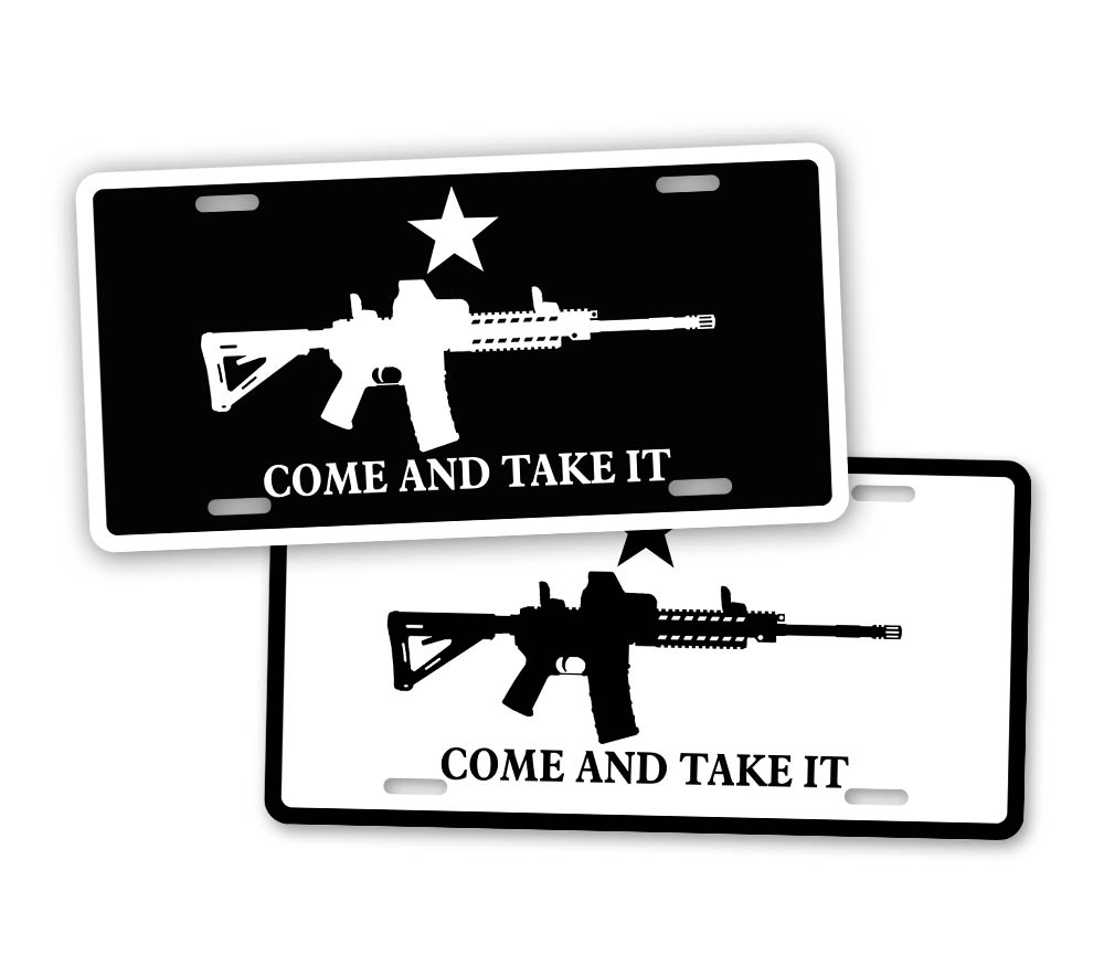 Black And White Come And Take It Tactical Auto Tag