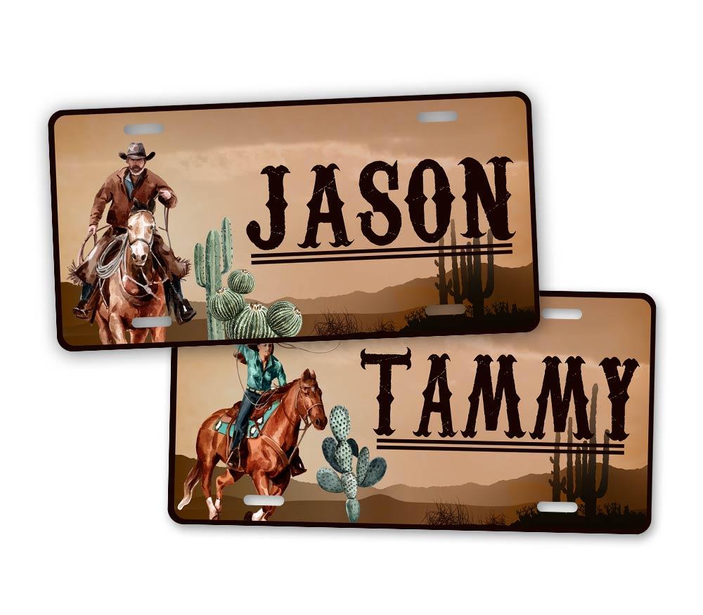 Custom Text Western Cowyboy License Plate 