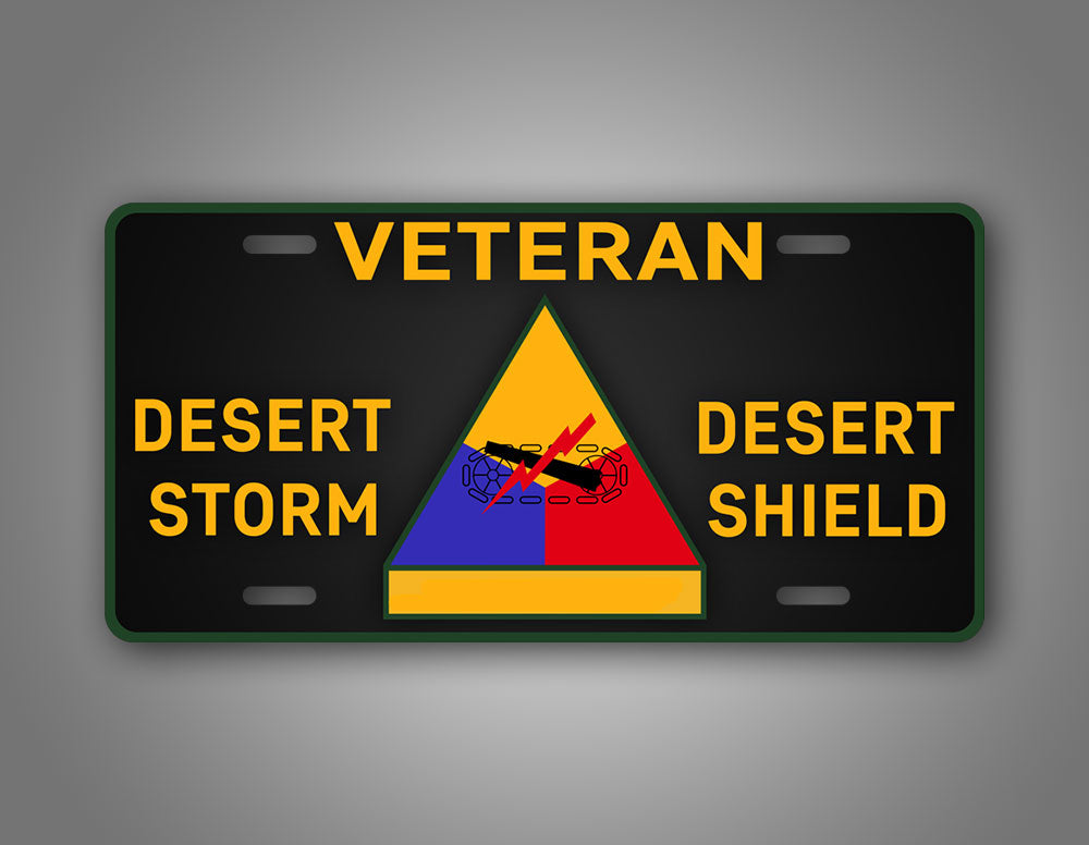 Desert Storm Desert Shield Veteran Armored Division Patch License Plate 