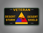 Desert Storm Desert Shield Veteran Armored Division Patch License Plate 