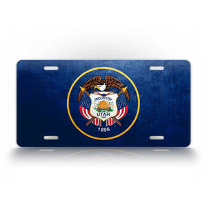 Utah State Flag Weathered Metal License Plate