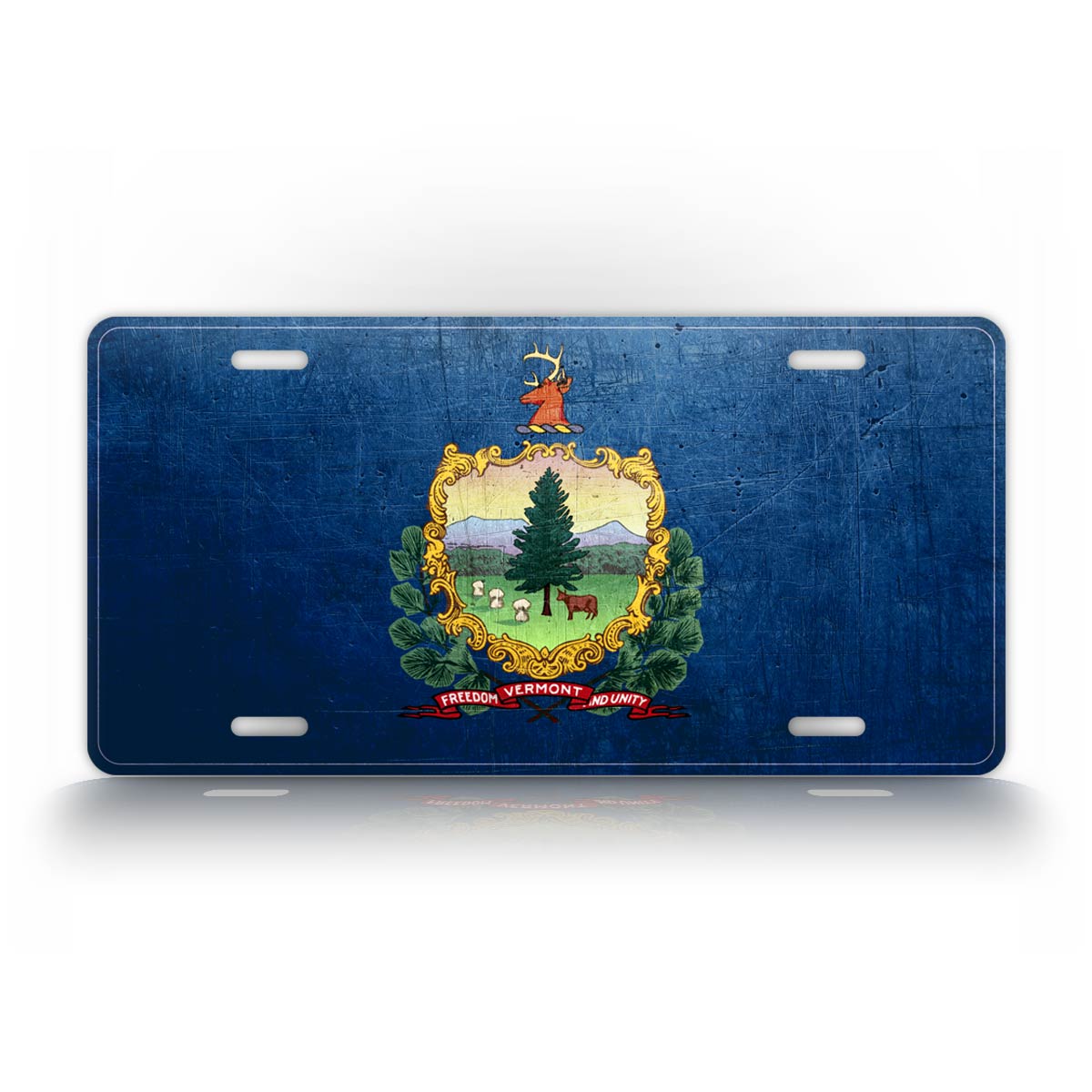 Vermont State Flag Weathered Metal License Plate