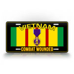 Vietnam Veteran Combat Wounded License Plate Purple Heart 