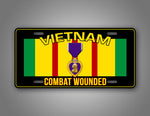 Vietnam Veteran Combat Wounded License Plate Purple Heart Auto Tag 