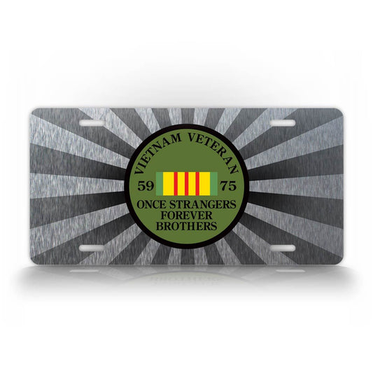 Silver Sunburst Vietnam Veteran License Plate Once Strangers Forever Brothers Auto Tag