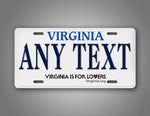Virginia State License Plate Custom Text 