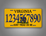 Custom Any Text Virginia DTOM State License Plate 