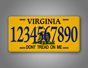 Custom Any Text Virginia DTOM State License Plate 