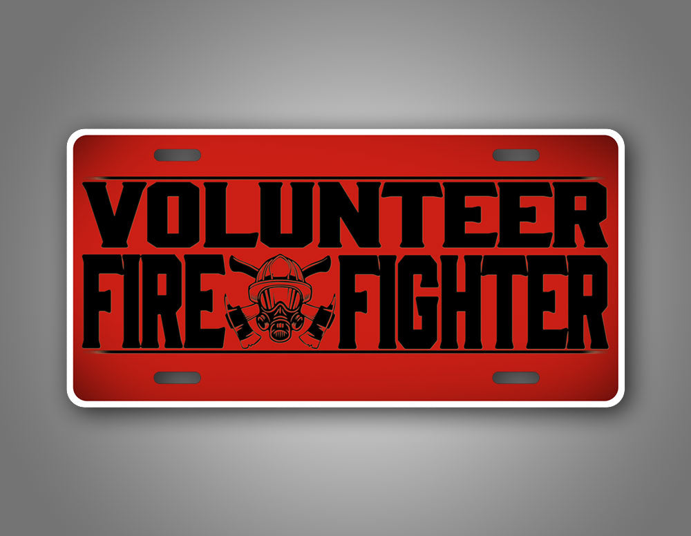 Volunteer Fireman Cross Axe And Oxygen Mask License Plate 