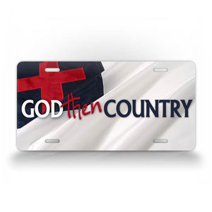 Christian Flag God Then Country Auto Tag