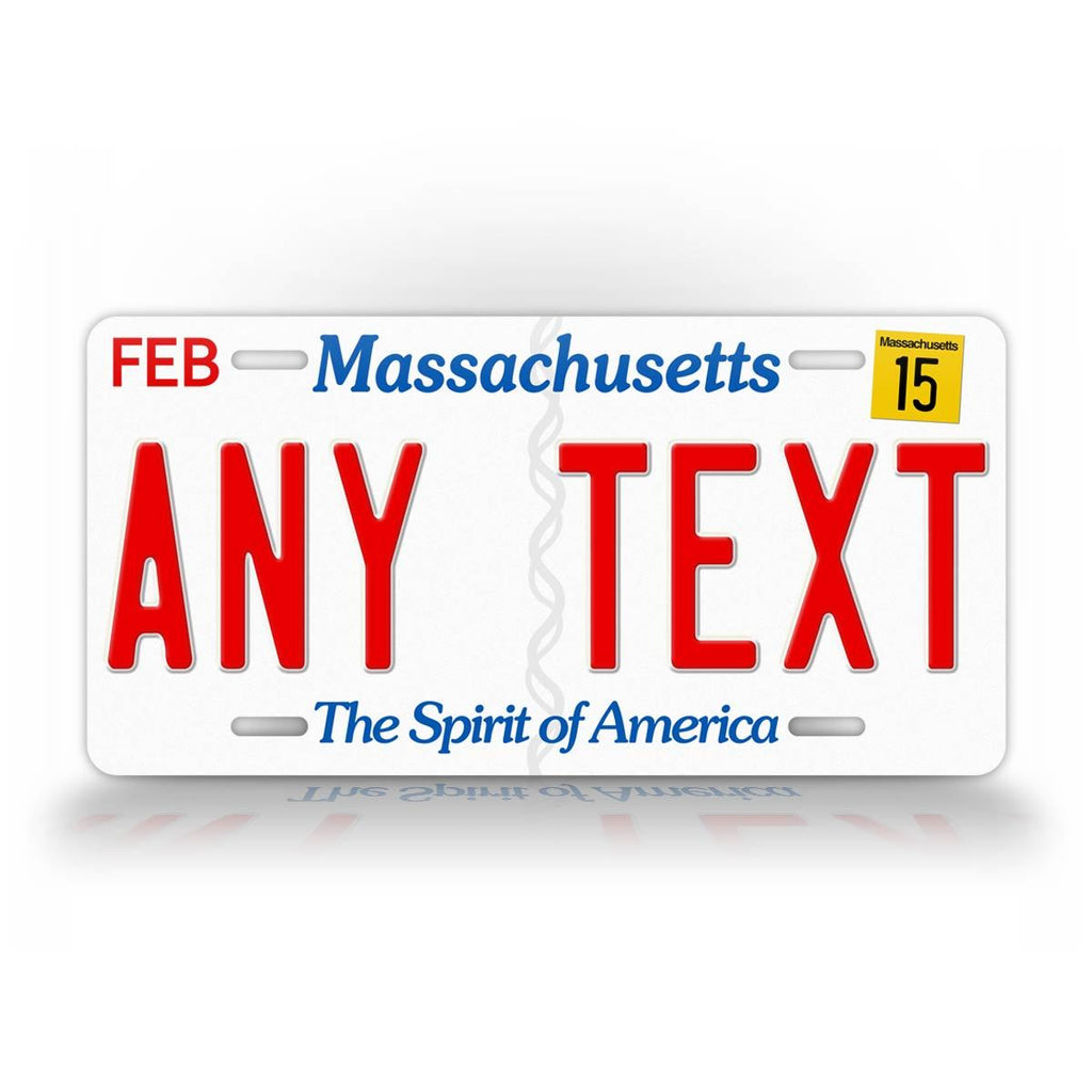 Massachusetts State Auto Tag Custom Text License Plate 