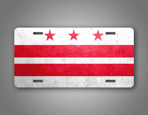 Weathered Metal Washington D.C. District Of Columbia Flag Auto Tag