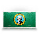Washington State Flag Weathered Metal License Plate