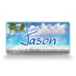 Custom Name Beach View License Plate 