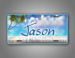 Customized Name With Beach View License Plate 