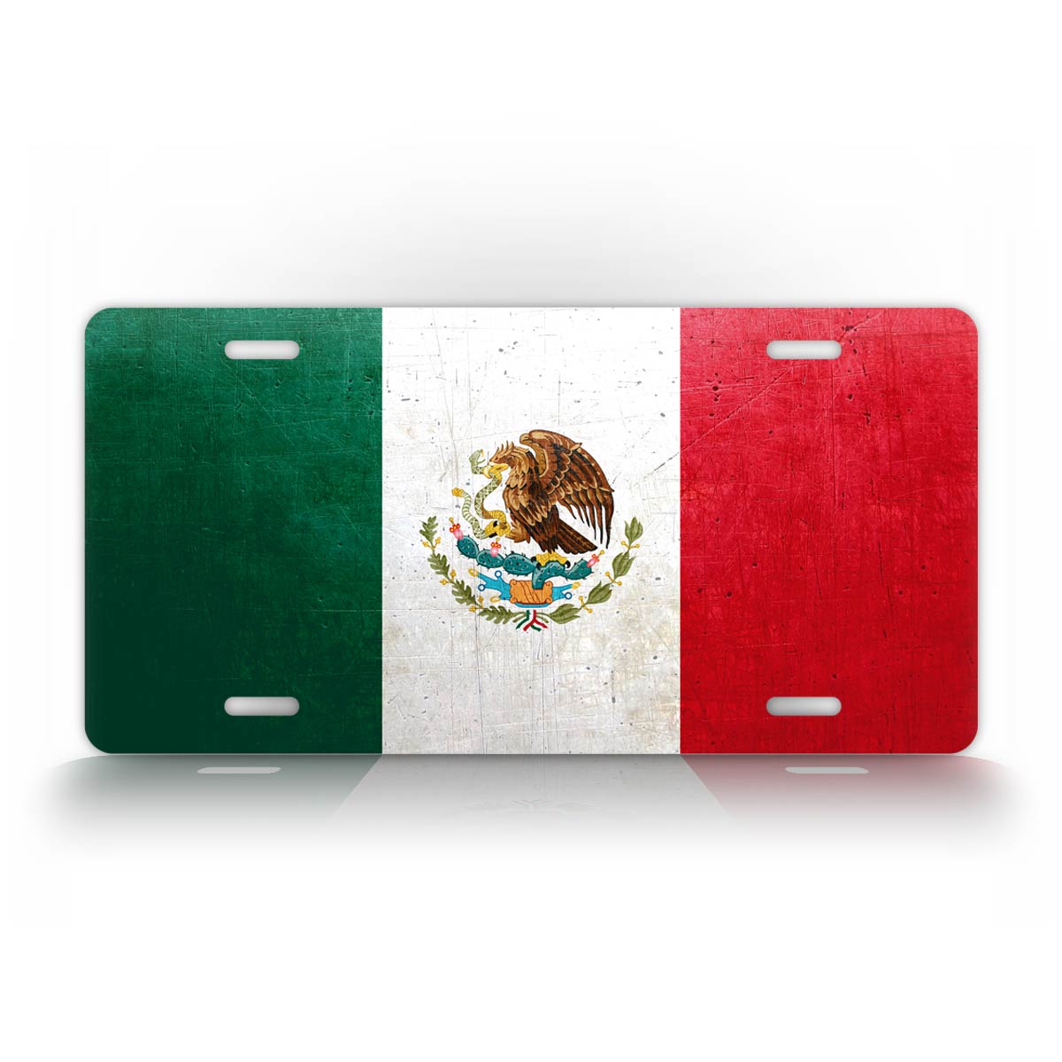 Flag Of Mexico Weathered Metal License Plate