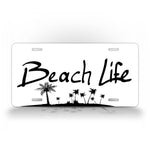 Beach Life White License Plate