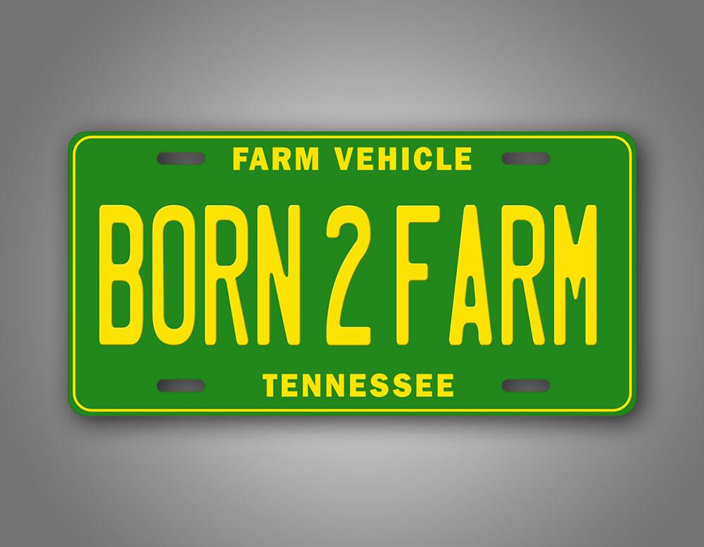 Custom State Green Born2farm Auto Tag 