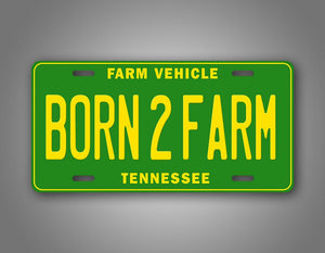 Custom State Green Born2farm Auto Tag 