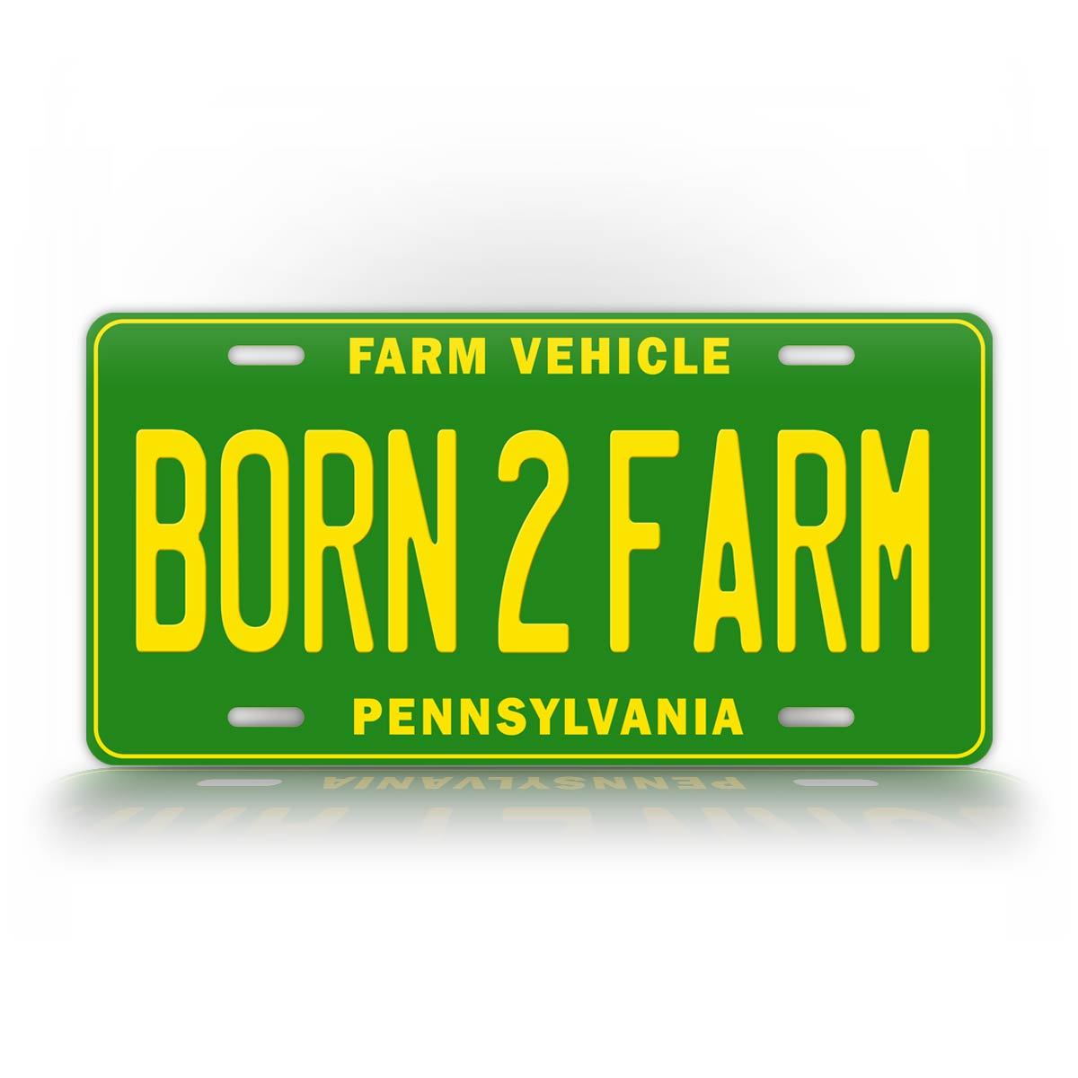 Custom State Born To Farm License Plate 