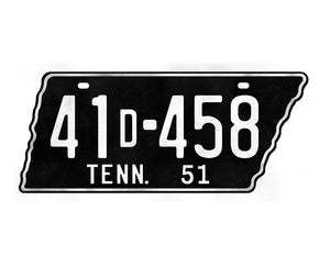 Personalized Replica 1944 Tennessee State Shaped License Plate