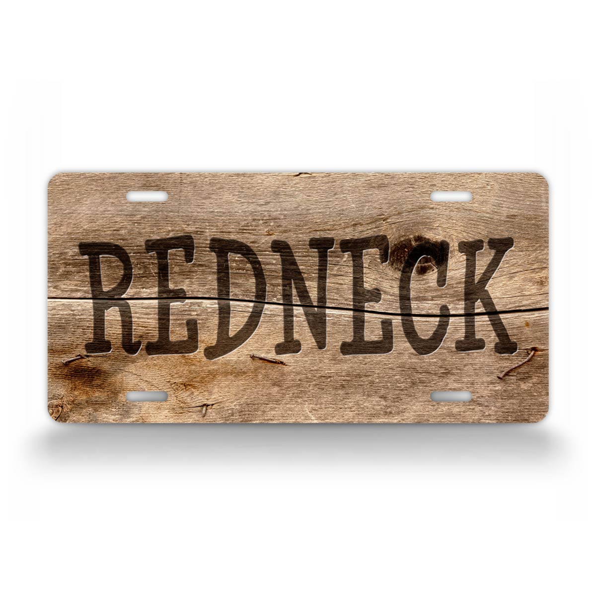 Rustic Redneck License Plate With Wood Background 