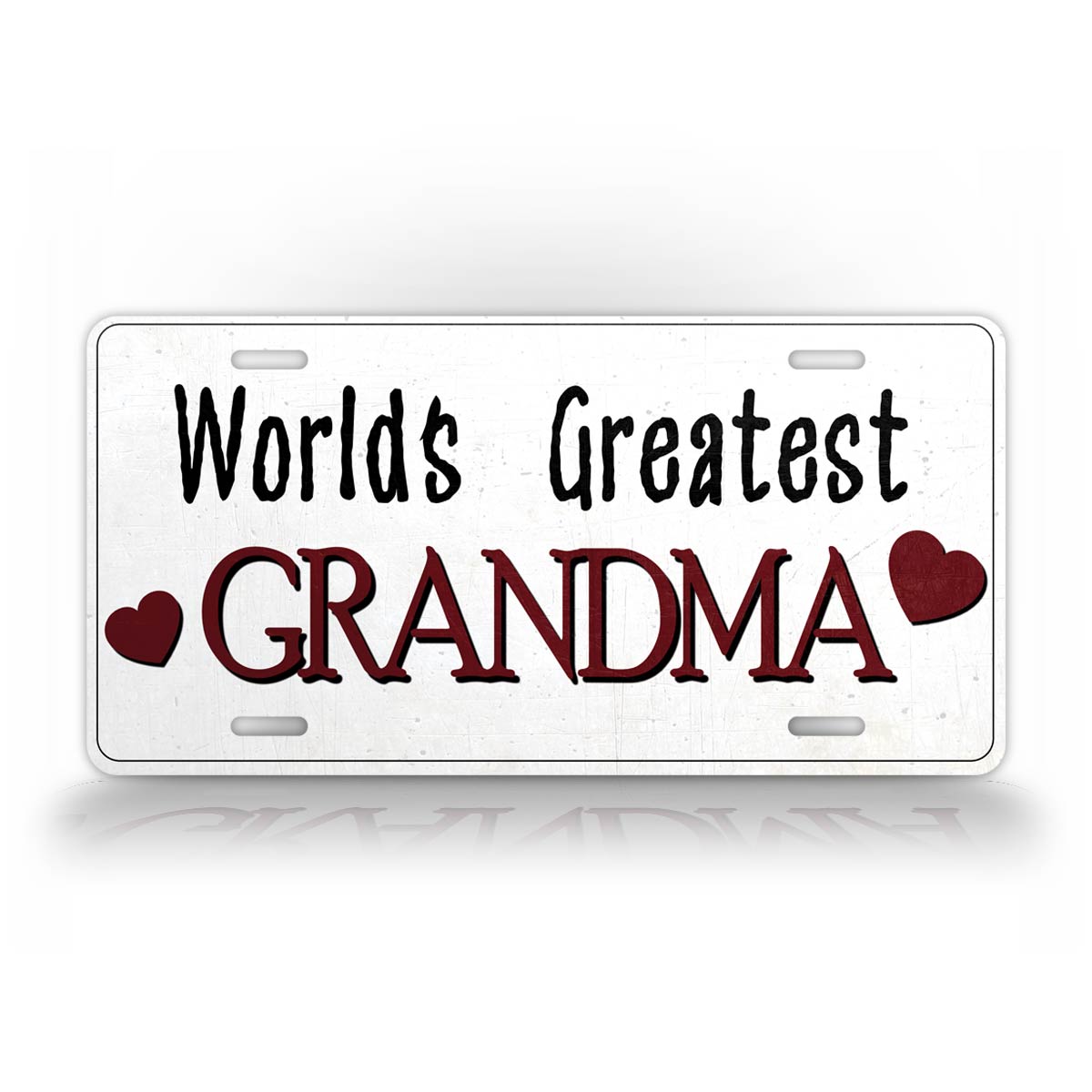 Cute White License Plate Words Greatest Grandma Hearts Auto Tag